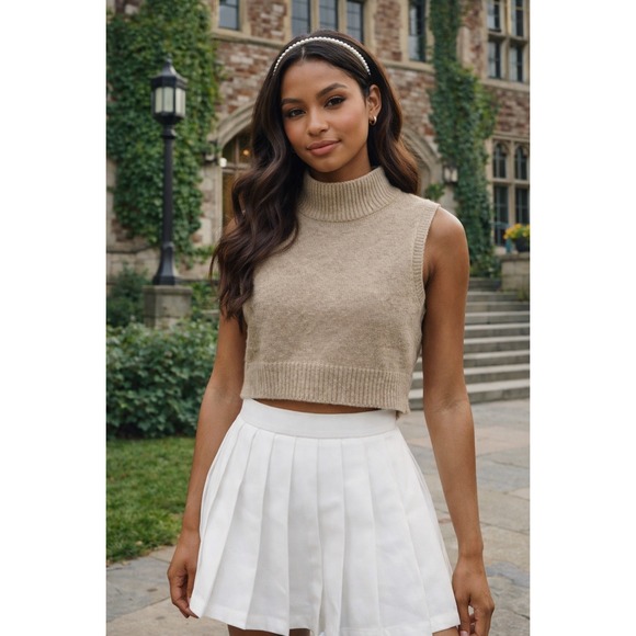 Stitches & Stripes Sweaters - Stitches + Stripes Cropped Mock Neck Sweater Vest Small